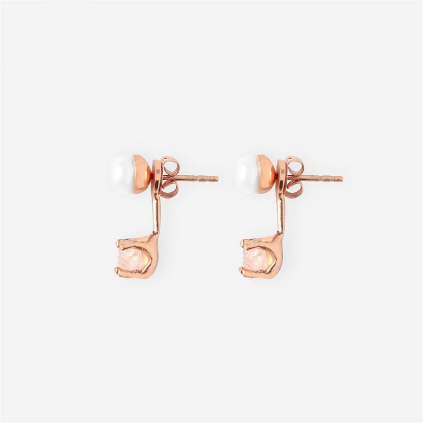 Goddesses Tears Earrings – Pearl and Rose Quartz