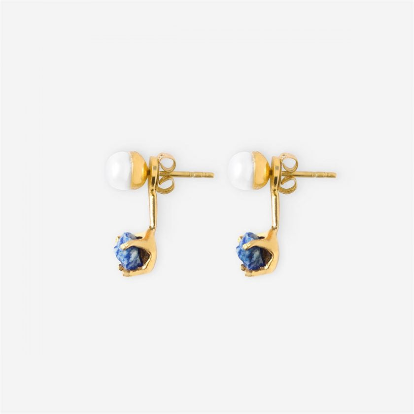 Goddesses Tears earrings – Pearl and Lapis lazuli