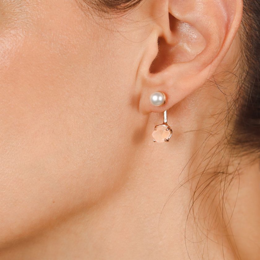 Goddesses Tears Earrings – Pearl and Rose Quartz
