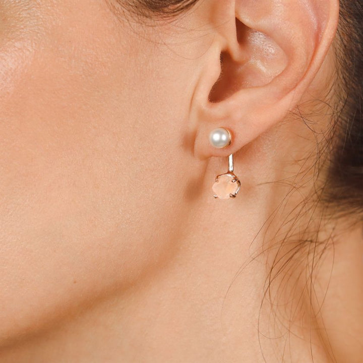 Goddesses Tears Earrings – Pearl and Rose Quartz