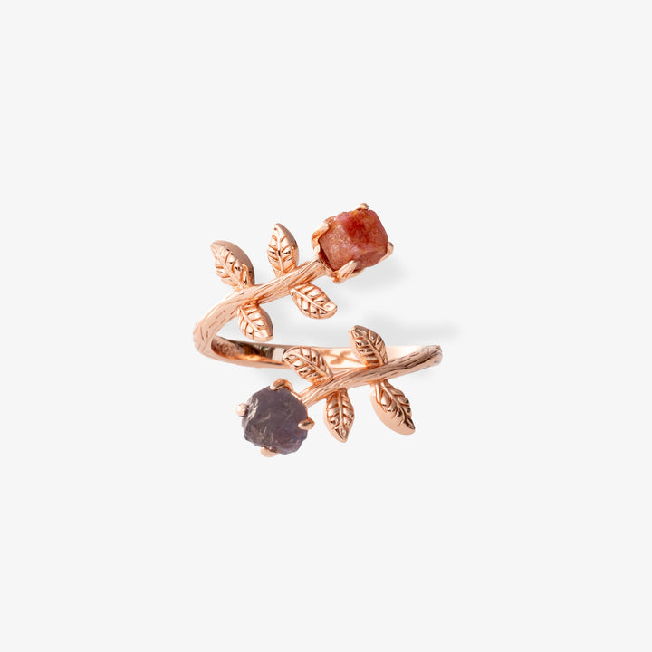Goddesses Garden Ring – Rose Quartz and Iolite
