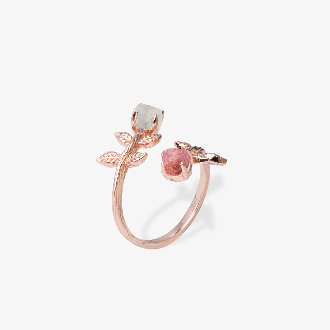 Goddesses Garden Ring – Rose Quartz and Fluorite