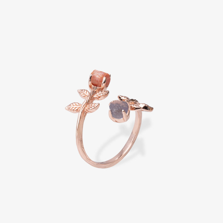Goddesses Garden Ring – Rose Quartz and Iolite