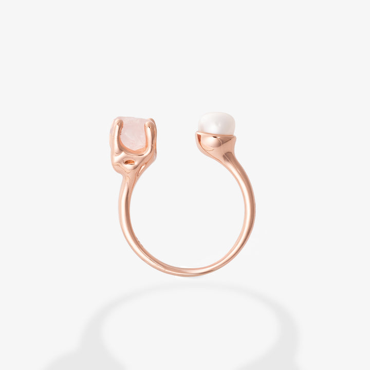 Goddesses Tears Ring – Pearl and Rose Quartz