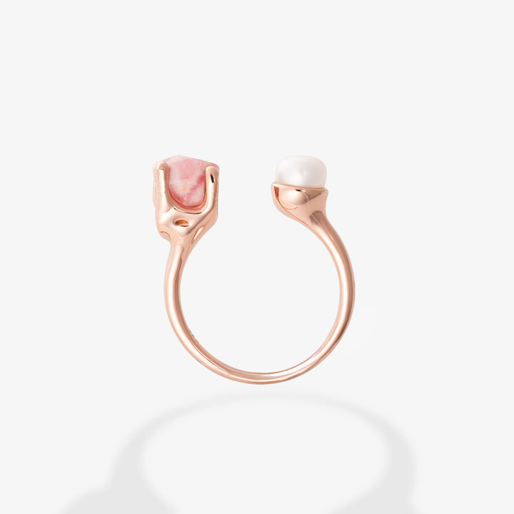 Goddesses Tears ring – Pearl and Rhodochrosite