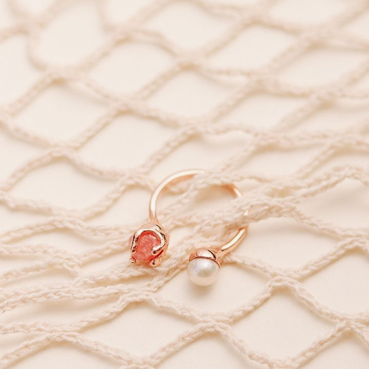 Goddesses Tears ring – Pearl and Rhodochrosite