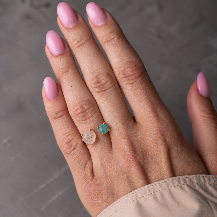 Goddesses Dreams prsten – Herkimer dijamant i Plavi apatit