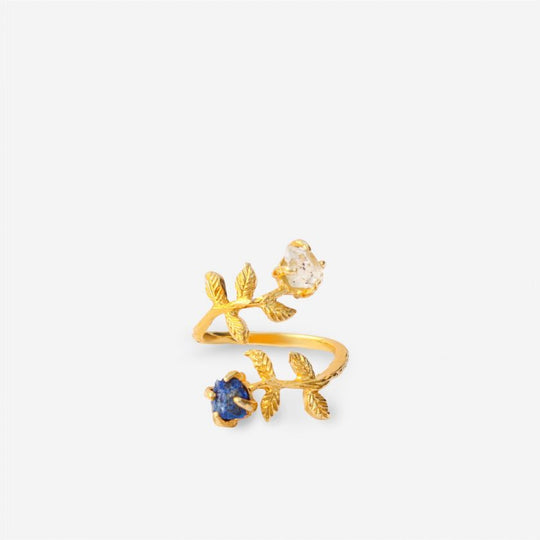 Goddesses Garden prsten – Lapis Lazuli i Herkimer dijamant