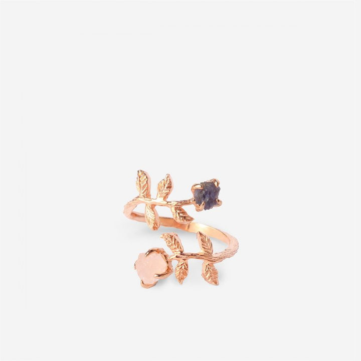 Goddesses Garden Ring – Rose Quartz and Iolite