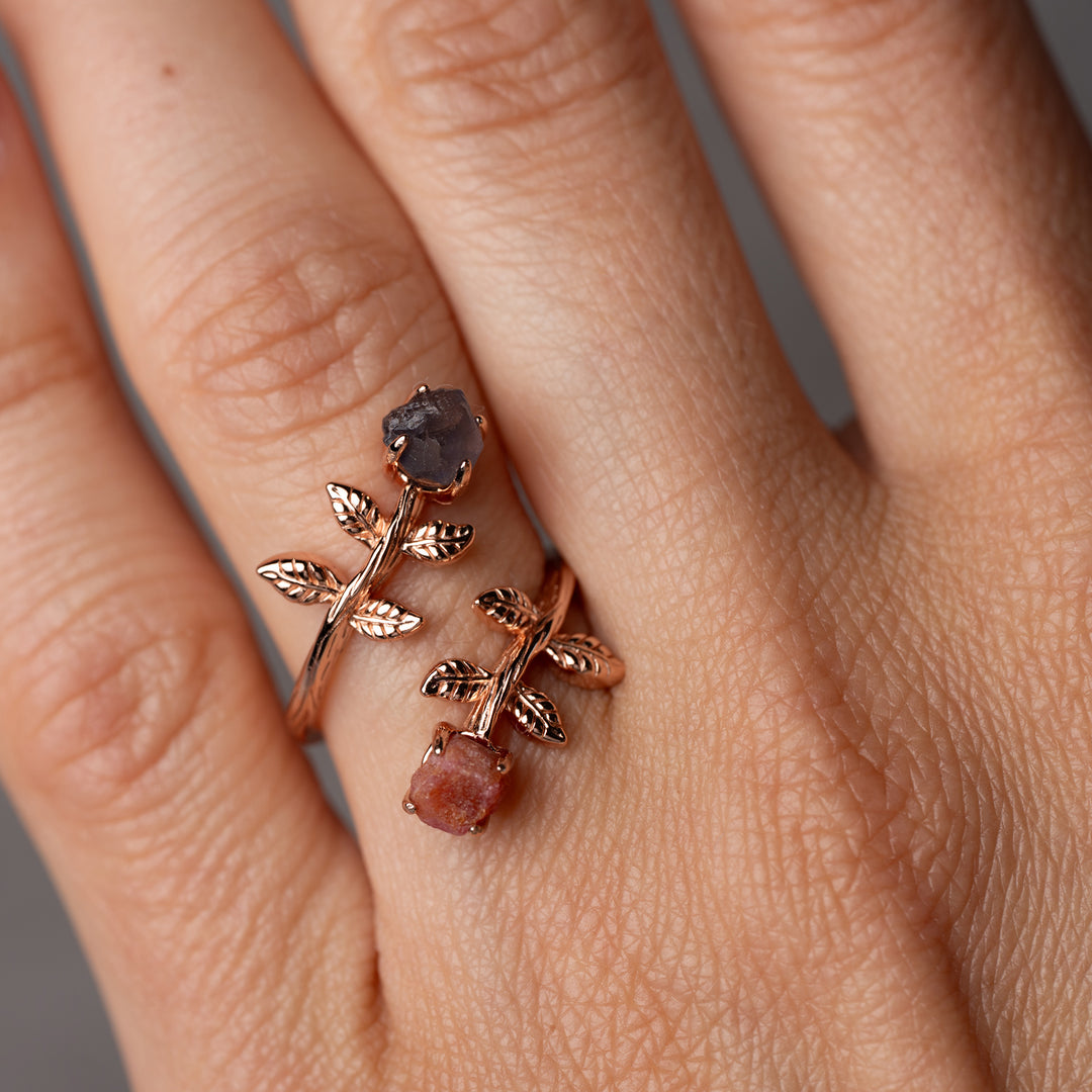 Goddesses Garden Ring – Rose Quartz and Iolite